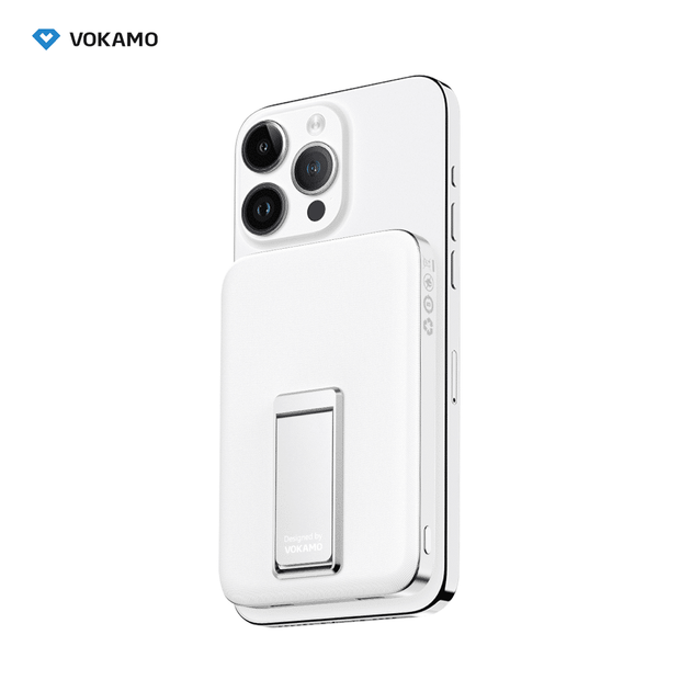 VOKAMO Magstand Mobank Power Bank With Magnetic Holder - White -