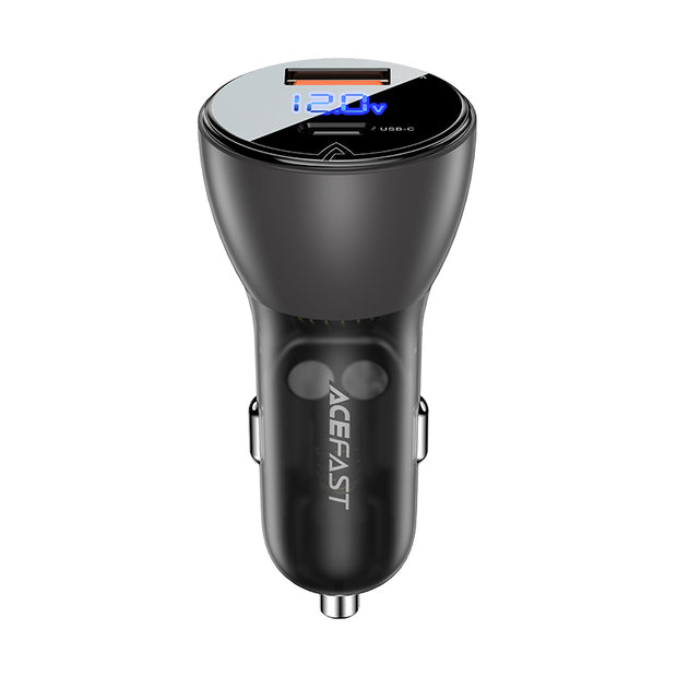 ACEFAST Metal car charger 63W (USB-A+USB-C) with digital display