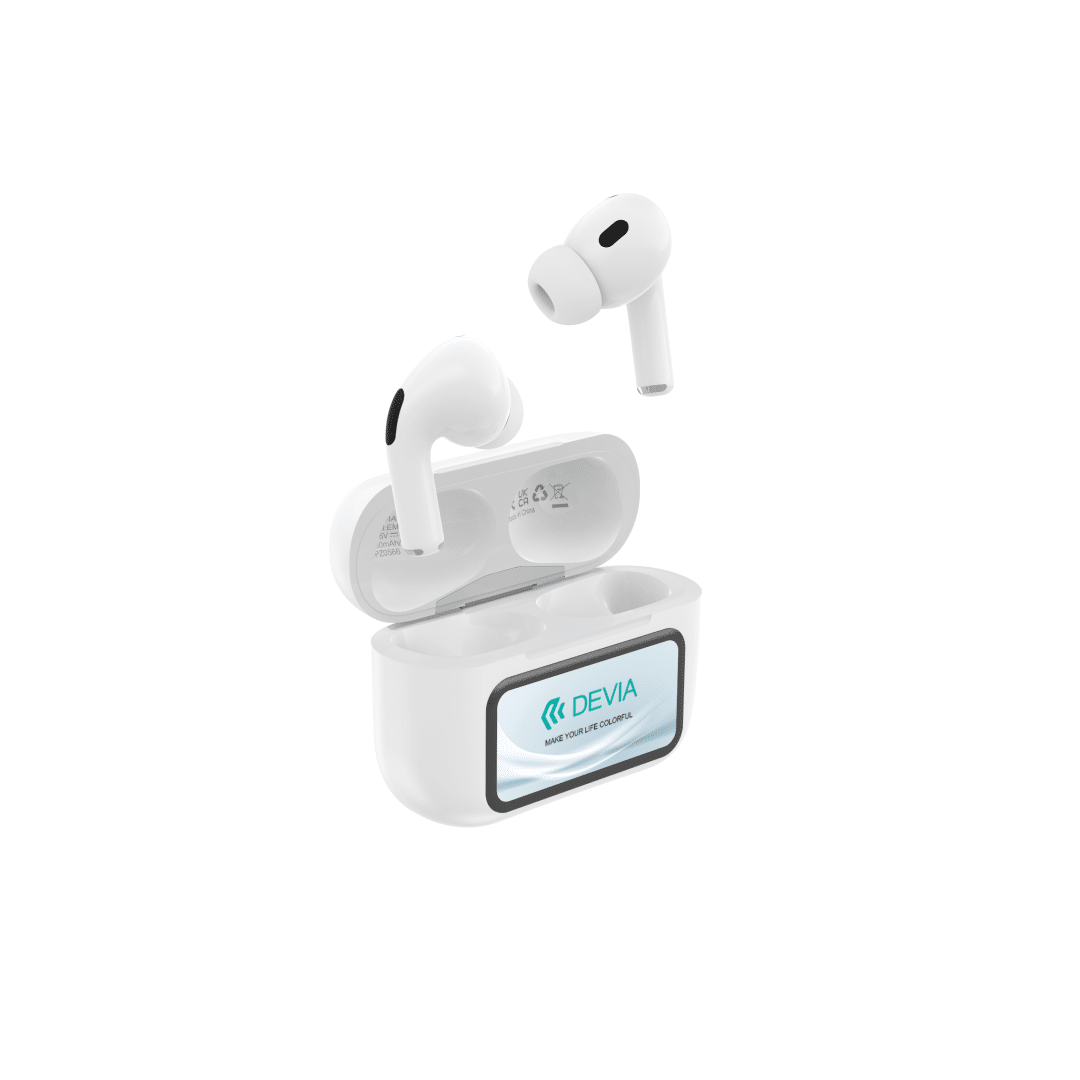 Devia AI TWS Pro4 Wireless Earphone With Screen(ANC) - White