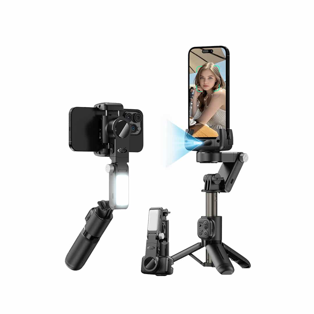 Devia Ultra1 Multi-function AI Tracking Handheld Gimbal Shake- proof Tripod Selfie Stick - Black