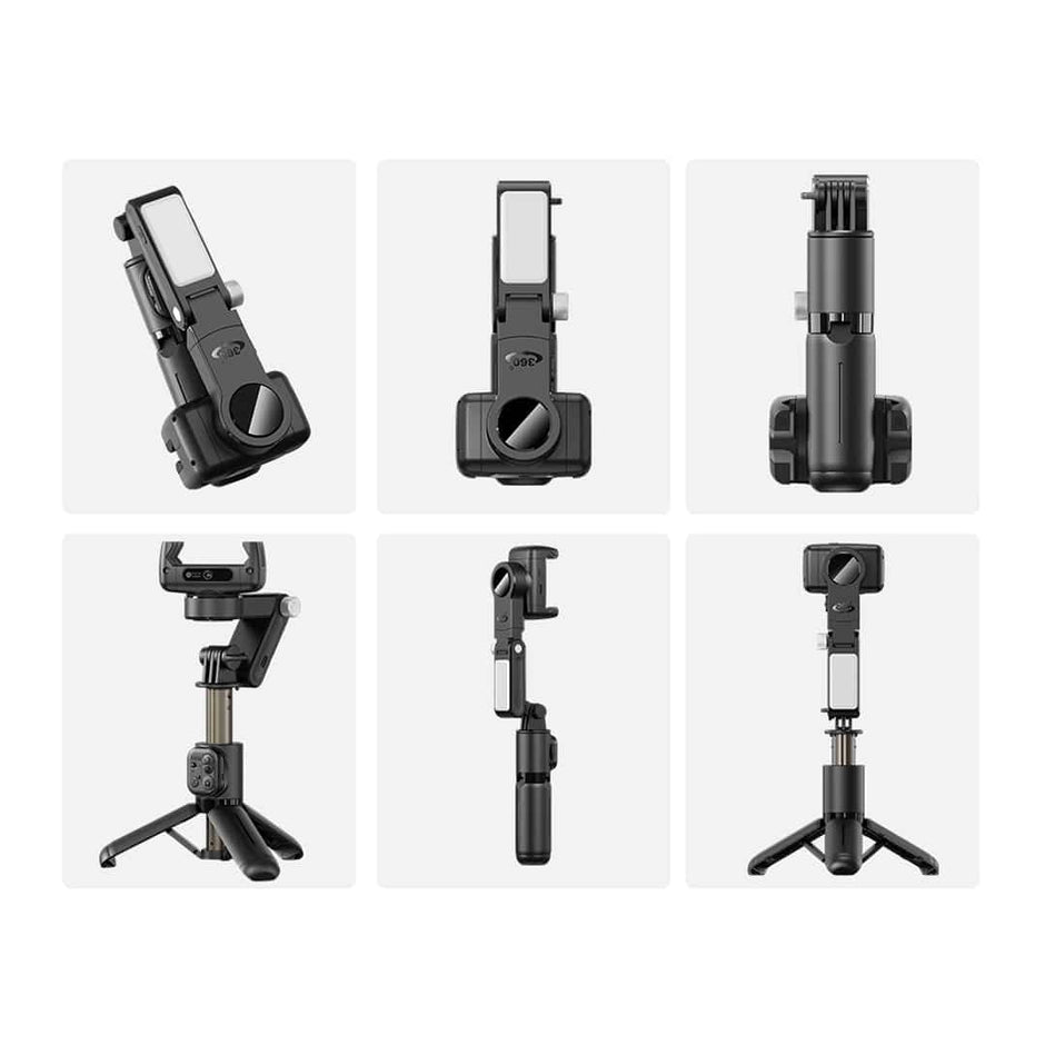 Devia Ultra1 Multi-function AI Tracking Handheld Gimbal Shake- proof Tripod Selfie Stick - Black