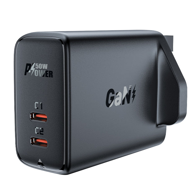 ACEFAST PD50W GaN (USB-C+USB-C) dual port charger – Black