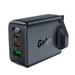 شاحن ACEFAST بقدرة 65 واط بتقنية GaN (منفذي USB-C + منفذ USB-A) – أسود