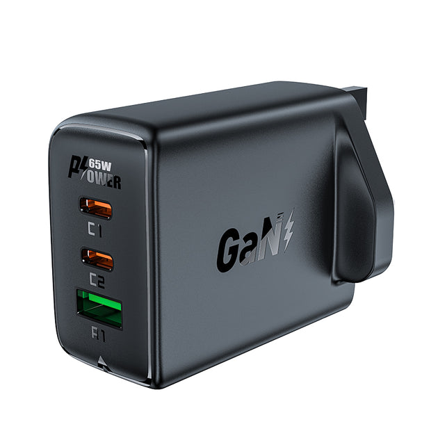 ACEFAST PD65W GaN (2×USB-C+USB-A) charger – Black