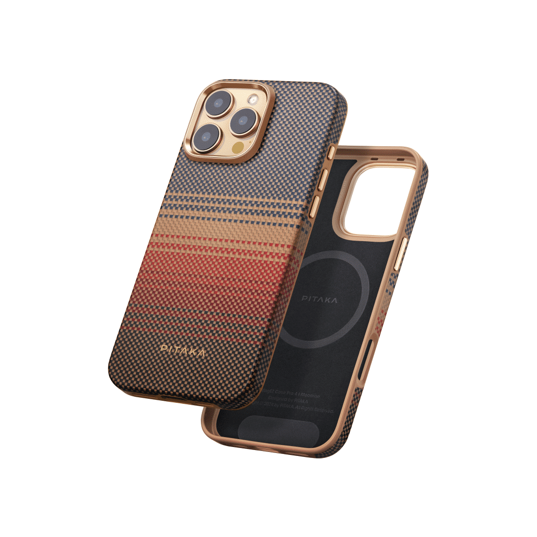 جراب PITAKA الواقي بمعايير عسكرية لهاتف iPhone 16 Pro Max - تصميم Sunset (غروب الشمس)