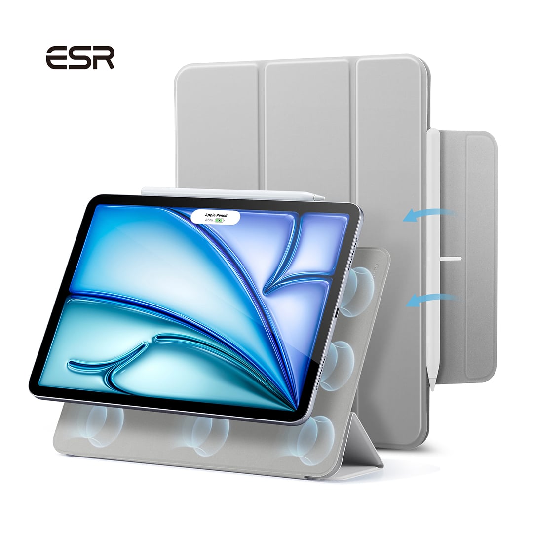 ESR Rebound Magnetic Case, Compatible with iPad Air 11 (2024), Air 10.9 (5th/4th Gen), Pro 11 (1st Gen), Grey - 3C02200400304
