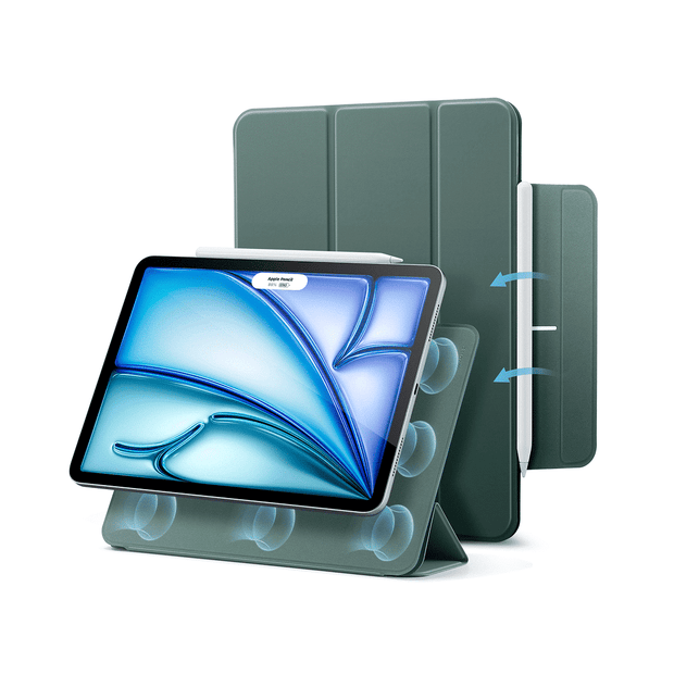 ESR Rebound Magnetic Case, Compatible with iPad Air 11 (2024), Air 10.9 (5th/4th Gen), Pro 11 (1st Gen), Forest Green