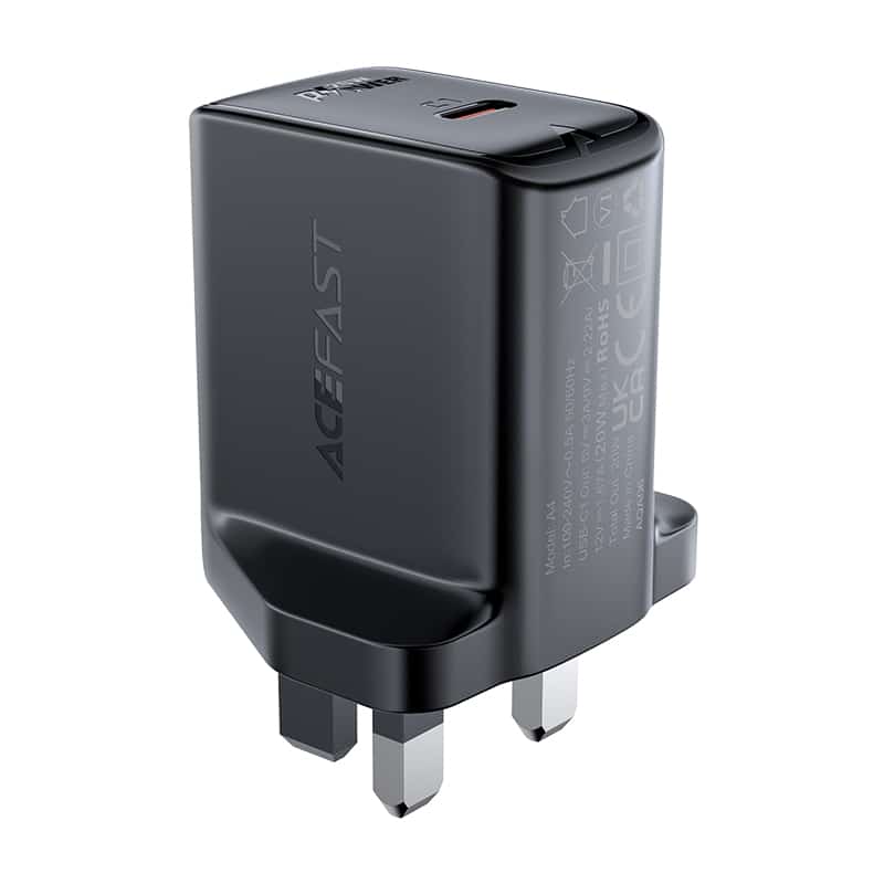 ACEFAST A4 PD20W single USB-C charger (UK) - Black