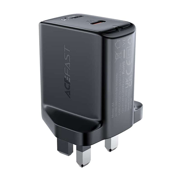 ACEFAST A4 PD20W single USB-C charger (UK) - Black