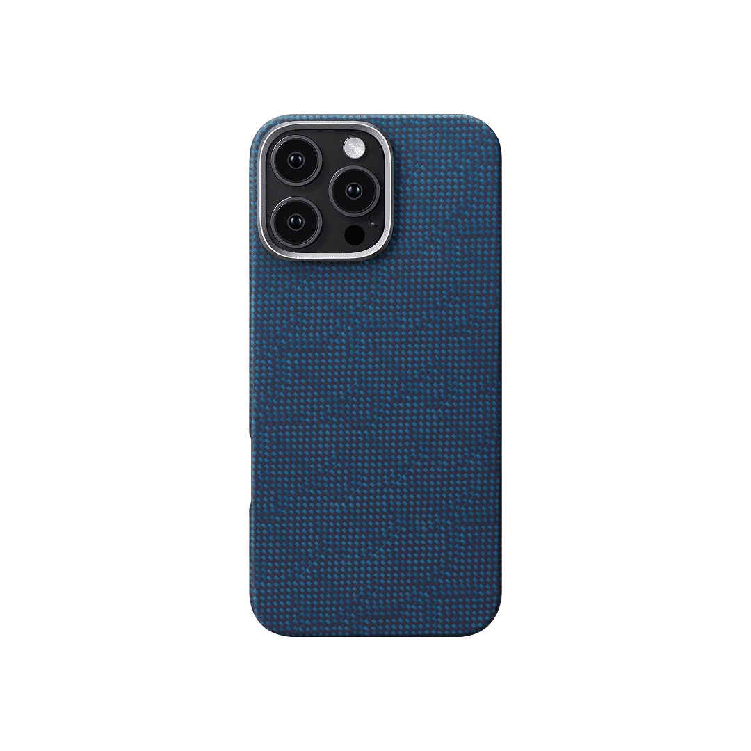جراب PITAKA بنقشة المونوغرام بلون داكن/أزرق ذو ملمس منسوج لهاتف iPhone 16 Pro Max