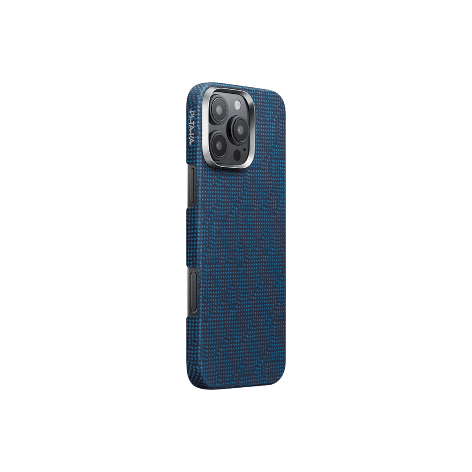 جراب PITAKA بنقشة المونوغرام بلون داكن/أزرق ذو ملمس منسوج لهاتف iPhone 16 Pro Max