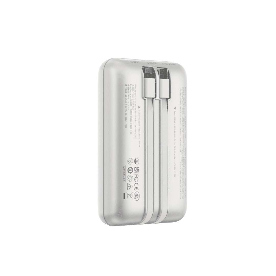 Devia Power Bank Ultra4 MINI 22.5W Power Bank  With Built-in 2 Cables (20000mAh) - EP208 - Aurora Silver