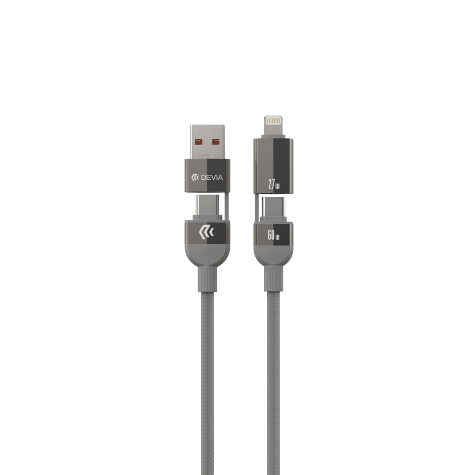 Devia Ultra 2 Multi Functions 4 In 1 Woven Magnetic Fast Cable(1.2M) - Titanium