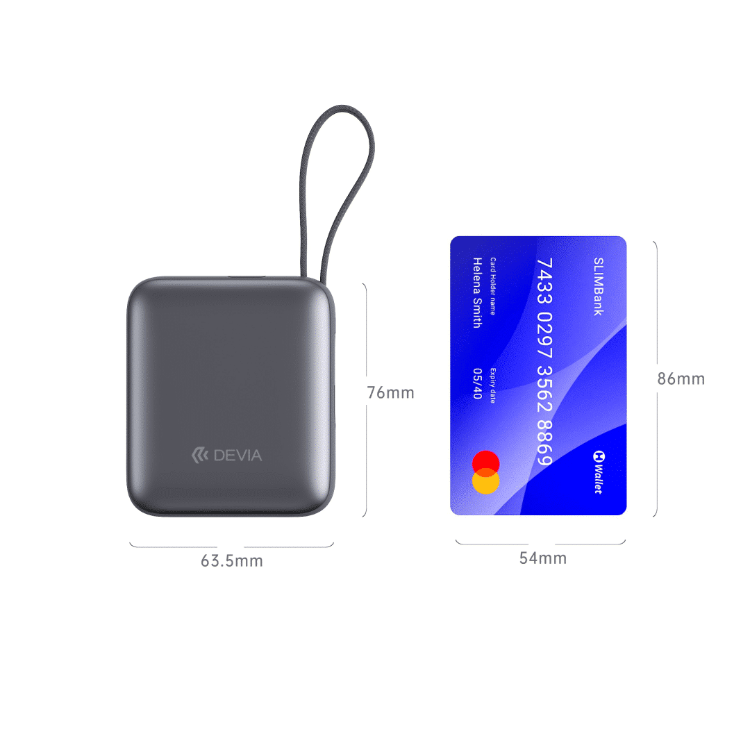 Devia Ultra1 PD 35W Power Bank With Built-in Cable (10000mAh) - Modern Grey