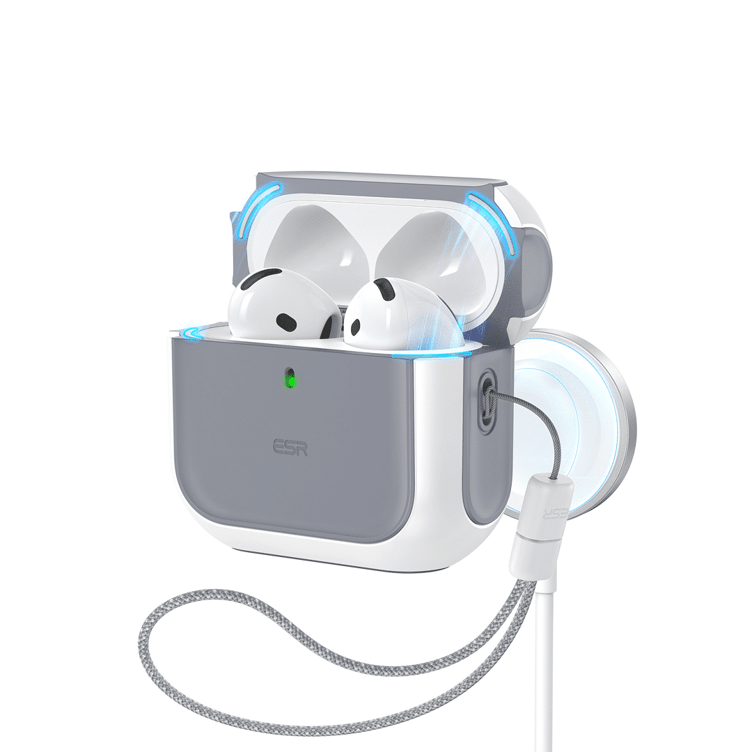 جراب ESR Orbit الهجين (HaloLock)، متوافق مع AirPods 4، أبيض