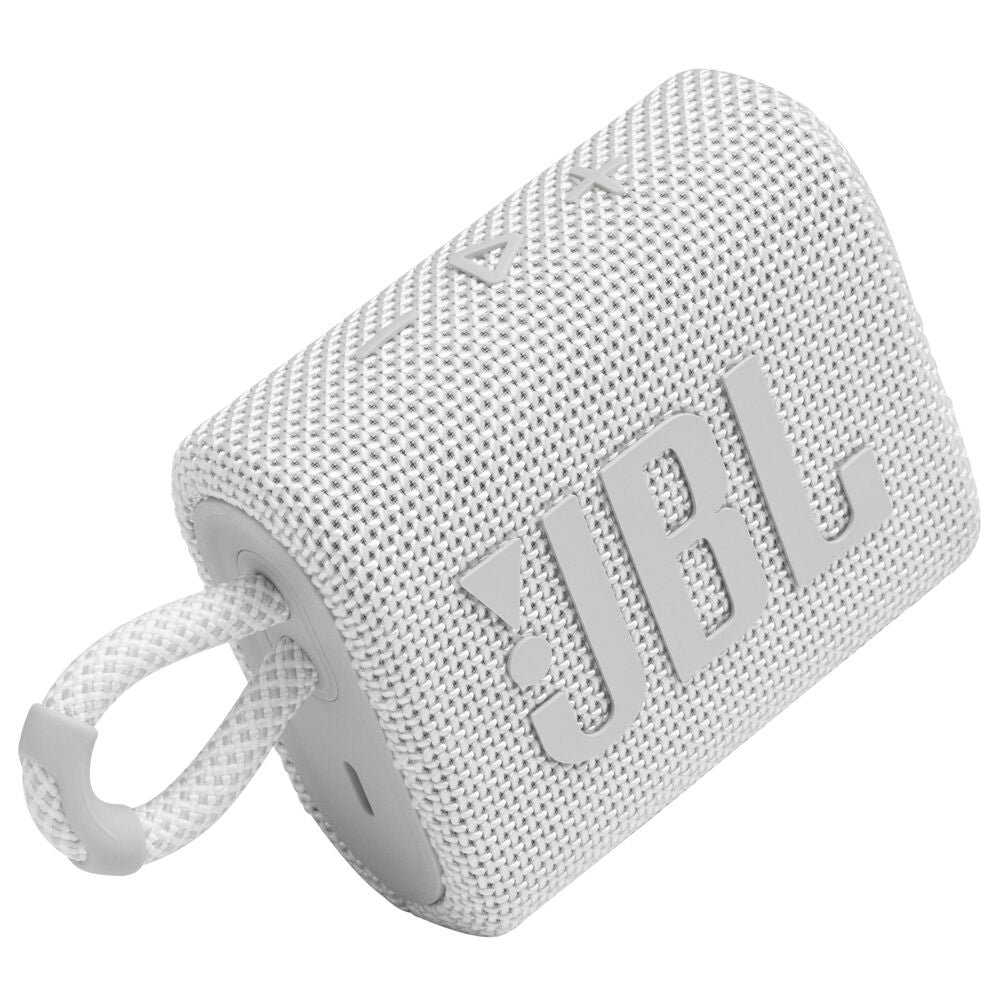 JBL Go 3: مكبر صوت محمول مقاوم للماء - أبيض