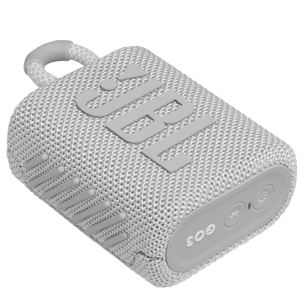 JBL Go 3: مكبر صوت محمول مقاوم للماء - أبيض