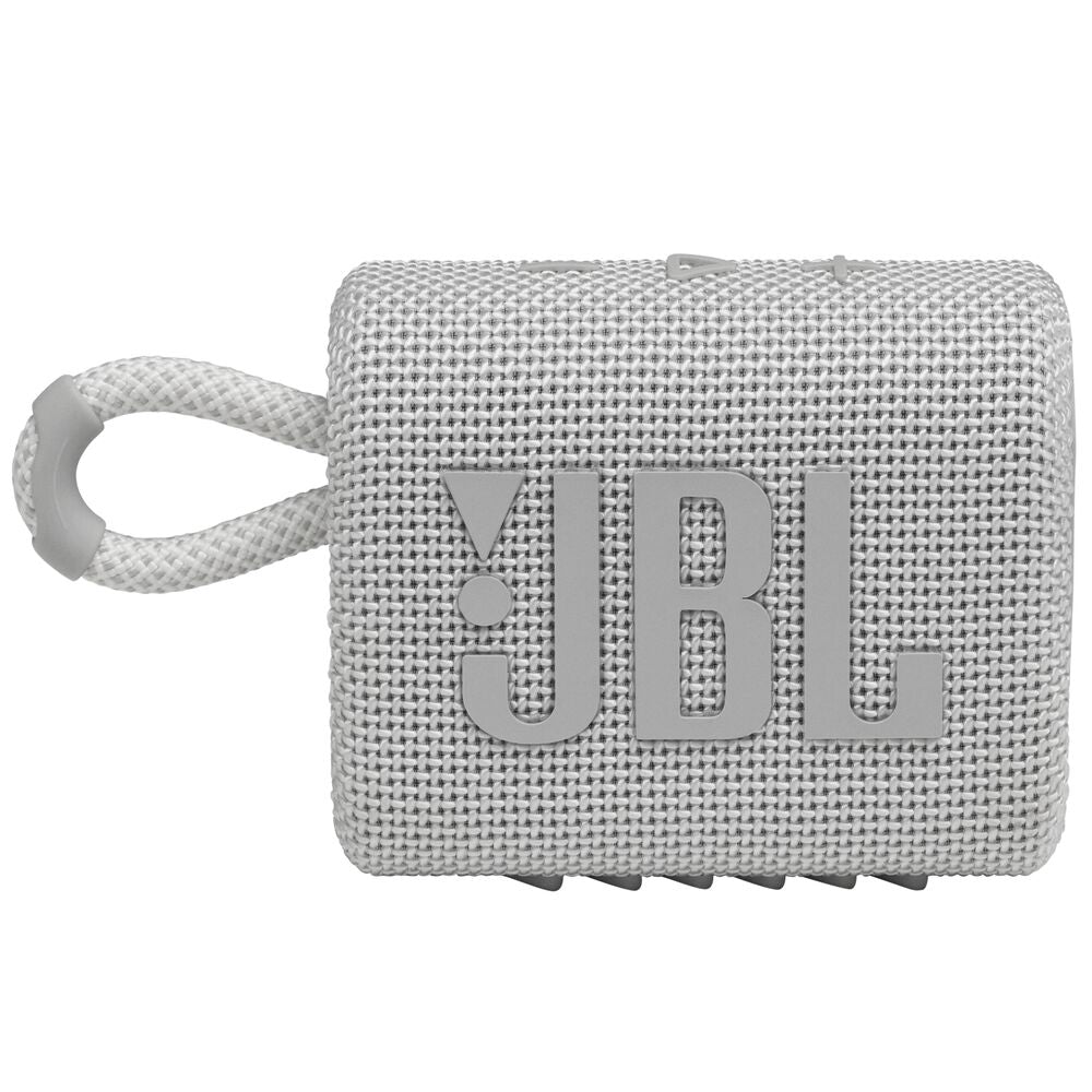 JBL Go 3: مكبر صوت محمول مقاوم للماء - أبيض