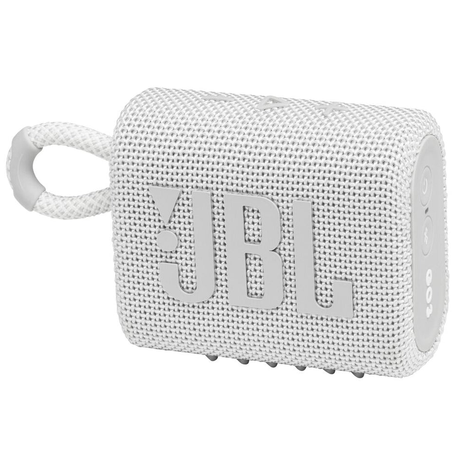 JBL Go 3: مكبر صوت محمول مقاوم للماء - أبيض