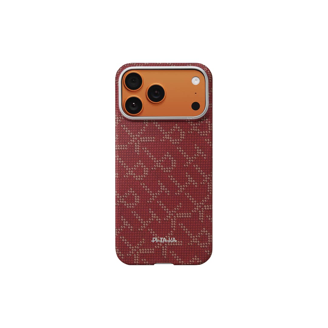 PITAKA Monogram-Gold/Red Ultra-Slim Case for iPhone 17 Pro max