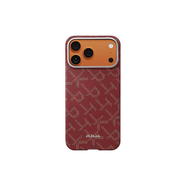 PITAKA Monogram-Gold/Red Ultra-Slim Case for iPhone 17 Pro max