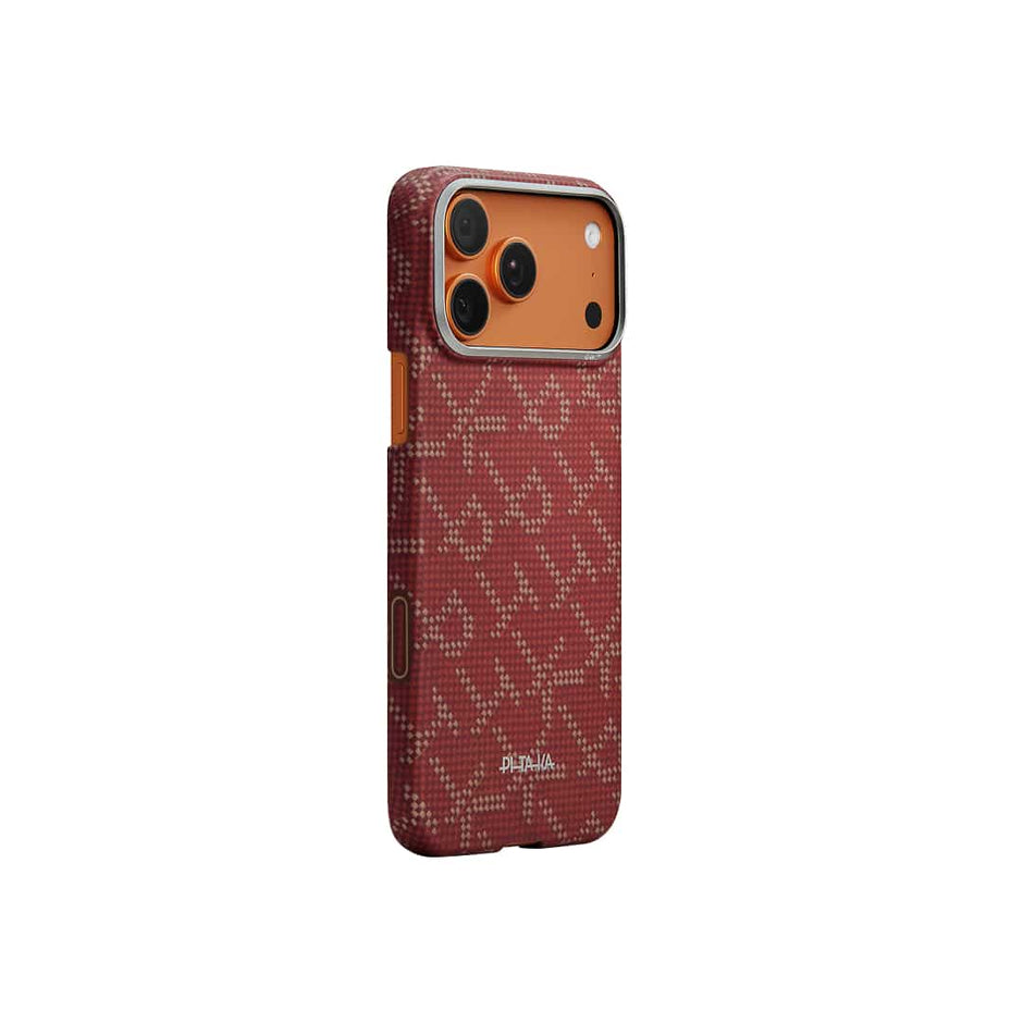 PITAKA Monogram-Gold/Red Ultra-Slim Case for iPhone 17 Pro max