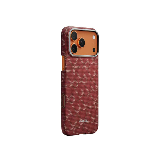 PITAKA Monogram-Gold/Red Ultra-Slim Case for iPhone 17 Pro max