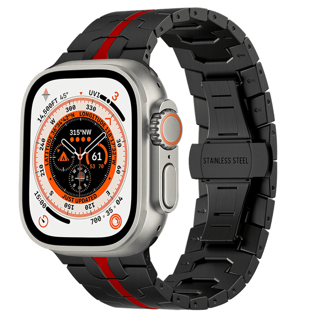 Levelo Eclipse Stainless Steel Watch Strap 42/44/45/49mm — Black &amp; Red