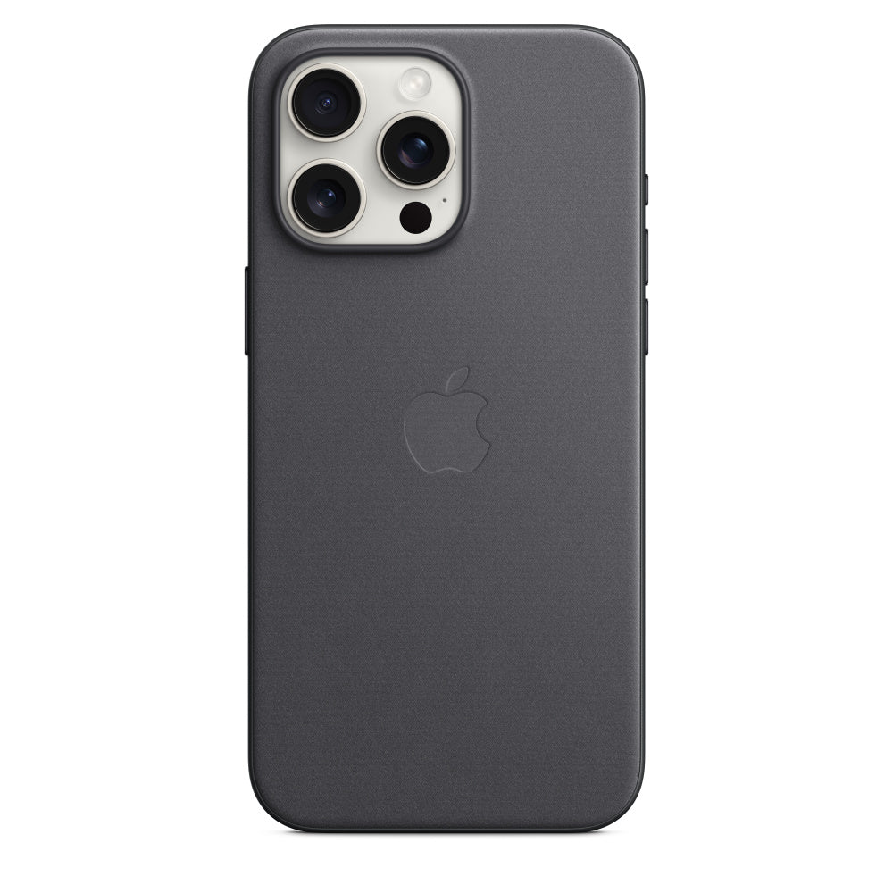 غطاء FineWoven باللون الأسود مع MagSafe لهاتف iPhone 15/Plus/Pro/Pro Max