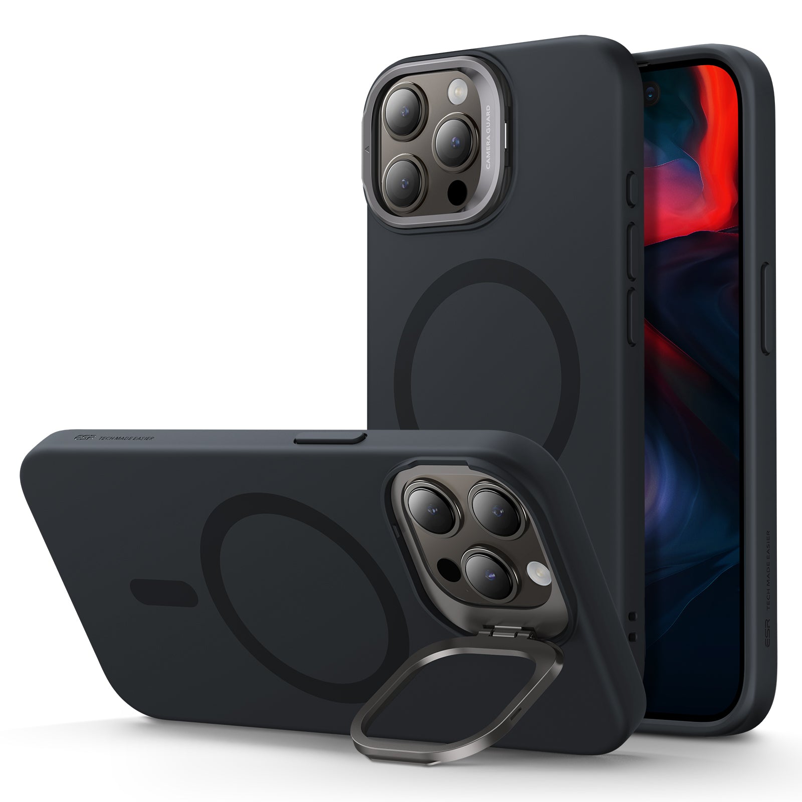 ESR Black Soft Case with Stash Stand for iPhone 15 Pro Max - iPhone 15 Pro Max