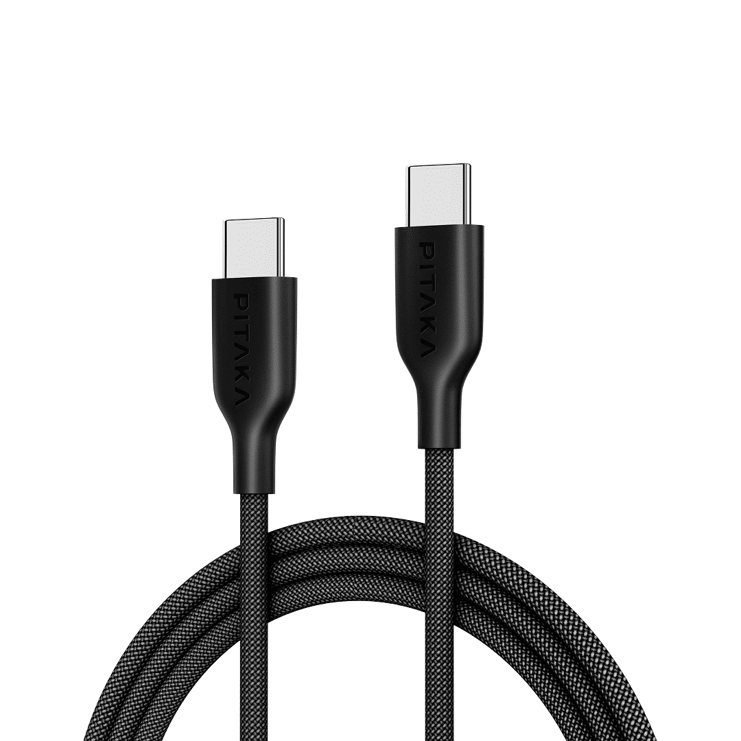 كابل PITAKA Flex المضفر بمنفذ USB C إلى USB C - أسود