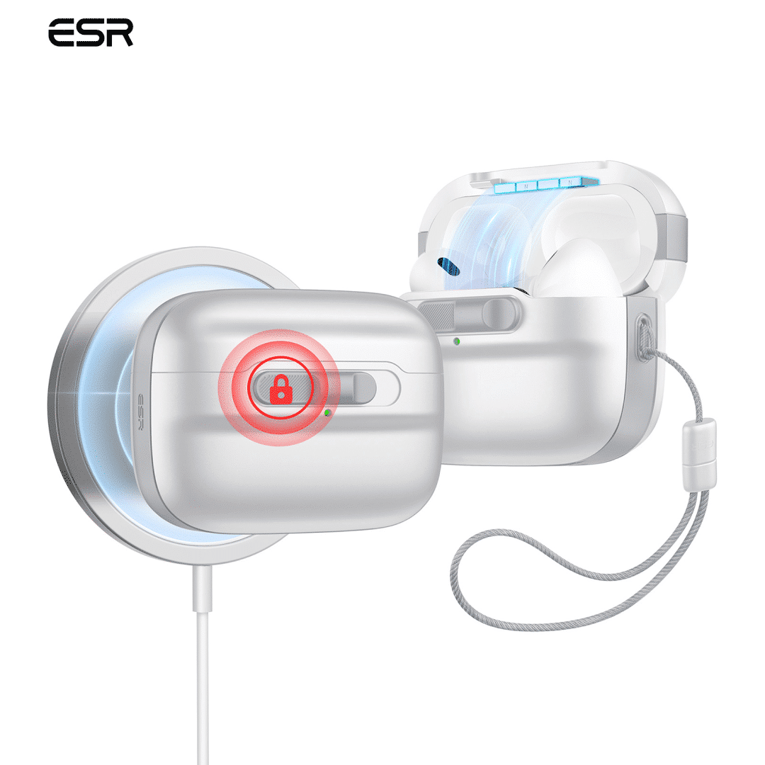 حافظة ESR Pulse المغناطيسية (HaloLock)، متوافقة مع AirPods Pro - أبيض