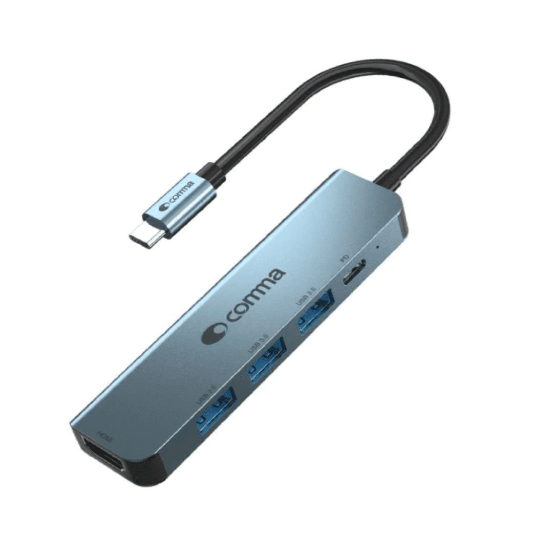comma iRonclad PD+USB3.0*3+HDMI (5 In 1 HUB) - deep gray