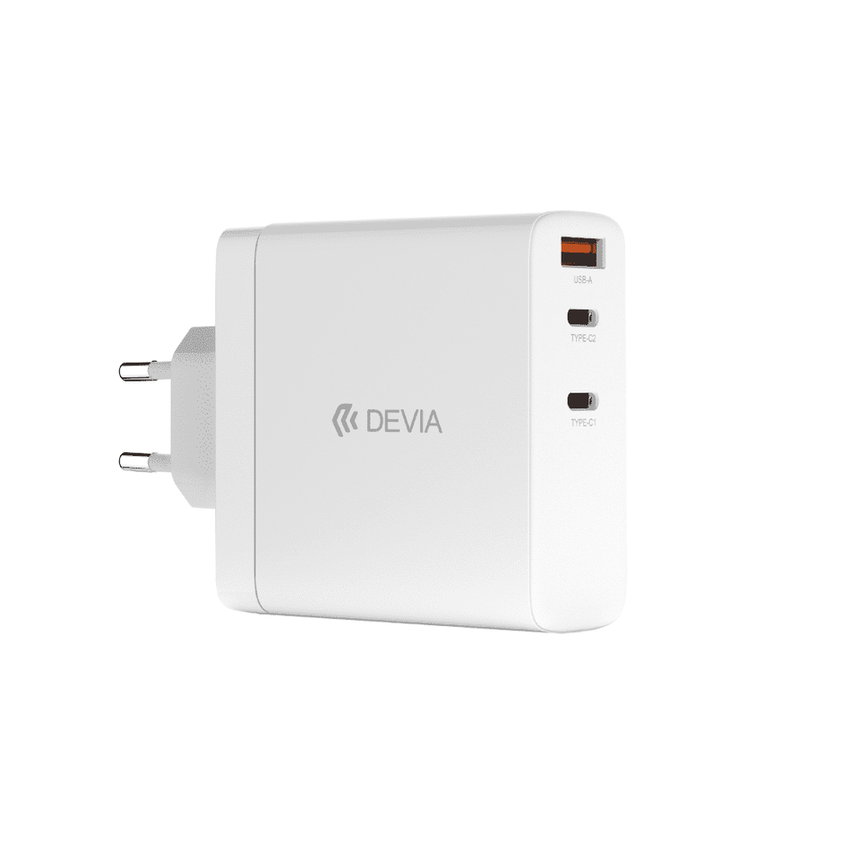 شاحن DEVIA Extreme Speed Series PD بقدرة 140 واط، بمنفذي USB-C ومنفذ USB-A، بتقنية GaN (القابس الأوروبي)