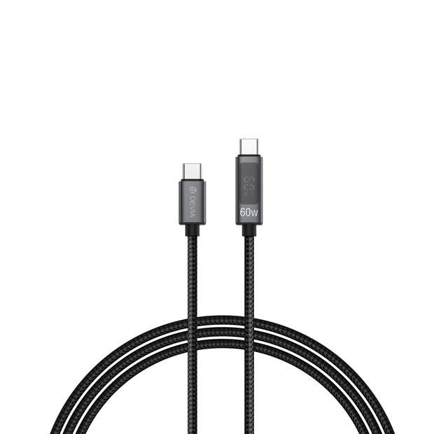 Devia Extreme Speed Series C To C PD 60W Metal Woven Fast Cable With Digital Display  (1.2M)
