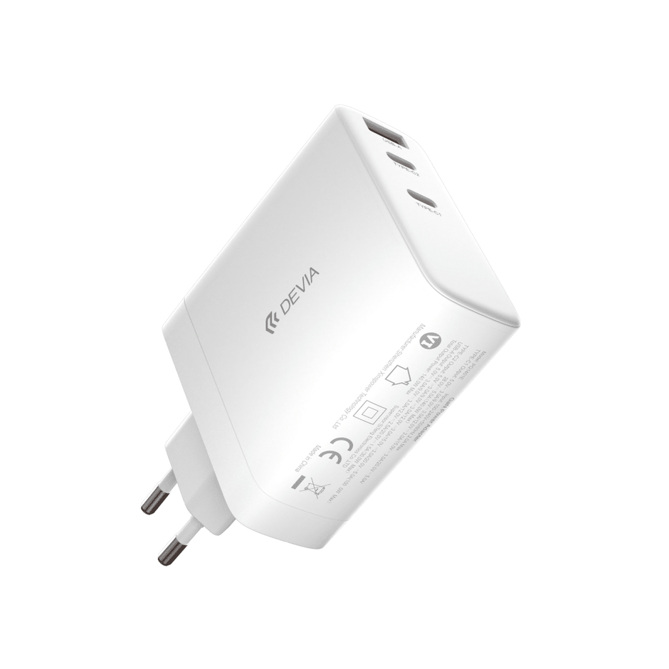شاحن DEVIA Extreme Speed Series PD بقدرة 140 واط، بمنفذي USB-C ومنفذ USB-A، بتقنية GaN (القابس الأوروبي)