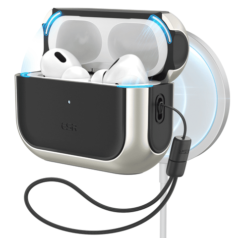 ESR Orbit with HaloLock Magnetic Hybrid Tough Case for AirPods Pro — Titanium