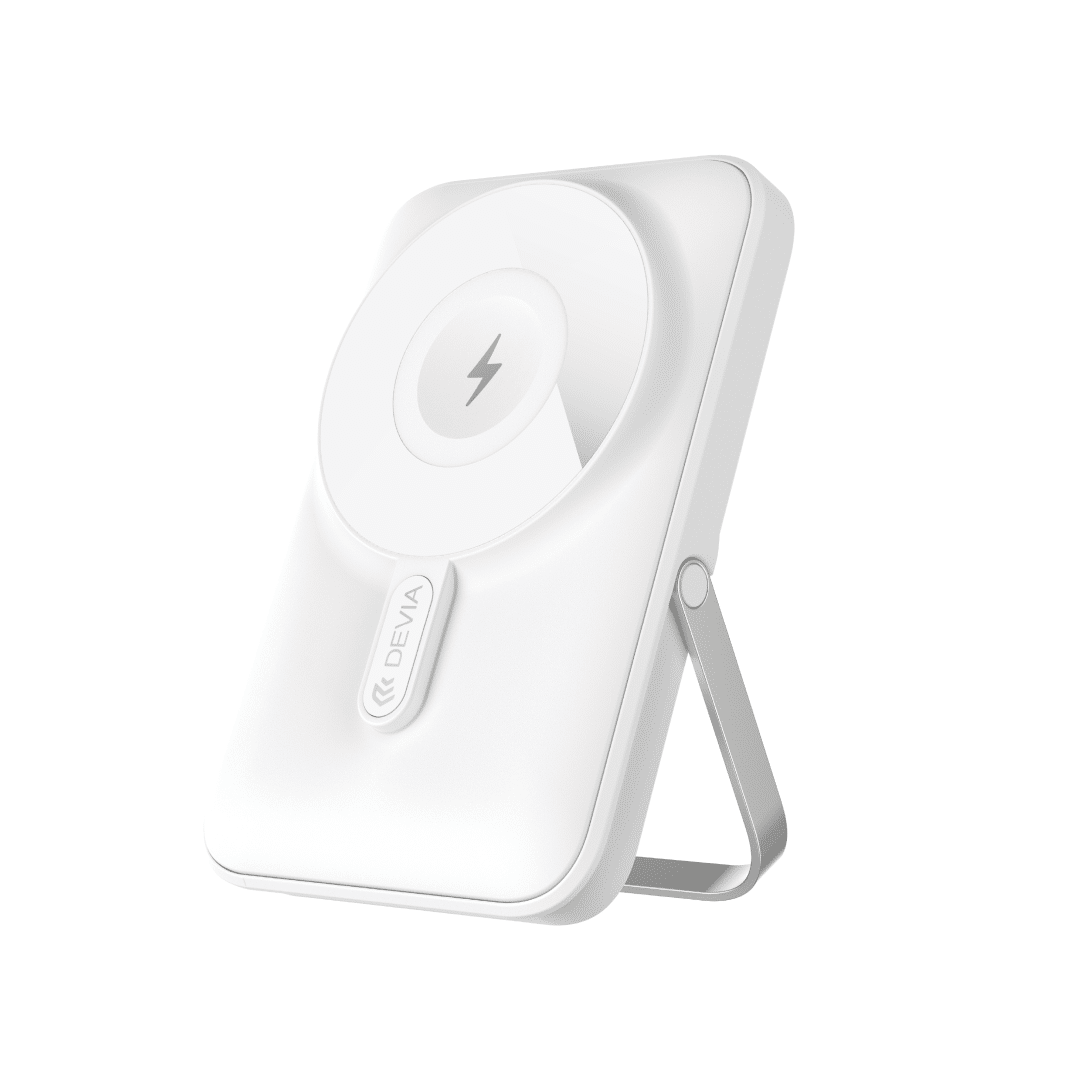 DEVIA Extreme Speed Series 22.5W Fast Charging Magnetic Power Bank With Bracket (10000mAh) - White