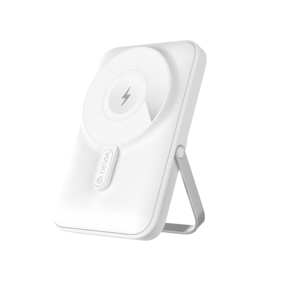 DEVIA Extreme Speed Series 22.5W Fast Charging Magnetic Power Bank With Bracket (10000mAh) - White