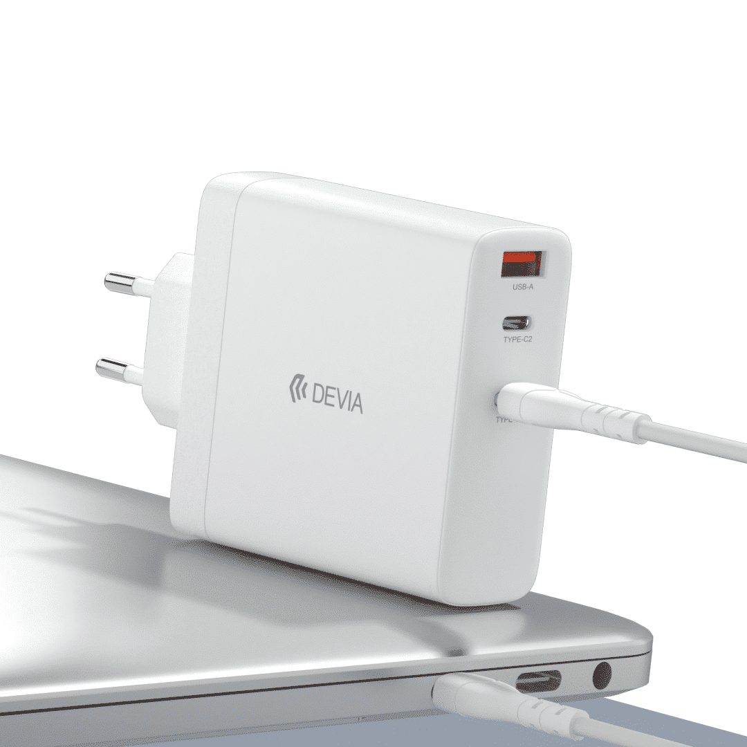 شاحن DEVIA Extreme Speed Series PD بقدرة 140 واط، بمنفذي USB-C ومنفذ USB-A، بتقنية GaN (القابس الأوروبي)