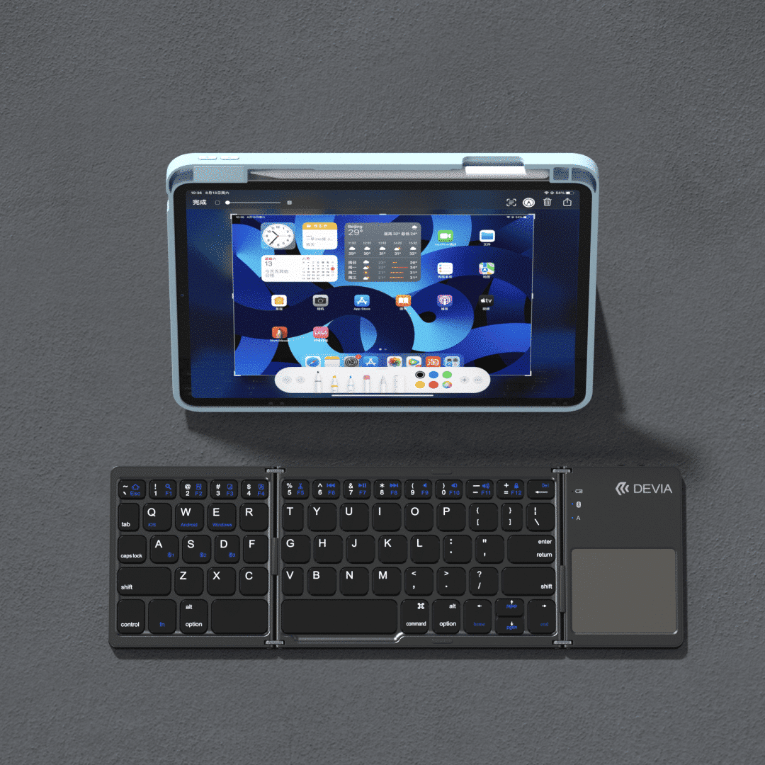 DEVIA Lingo Series Foldable Bluetooth Keyboard With Touchpad B033 - Gray