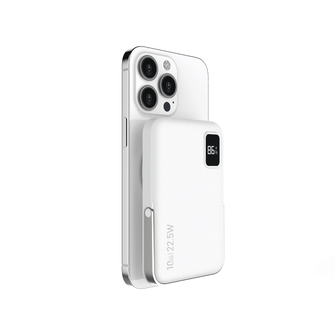 DEVIA Extreme Speed Series 22.5W Fast Charging Magnetic Power Bank With Bracket (10000mAh) - White