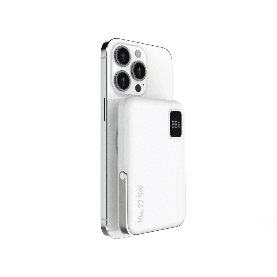 DEVIA Extreme Speed Series 22.5W Fast Charging Magnetic Power Bank With Bracket (10000mAh) - White