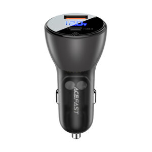 ACEFAST Metal car charger 63W (USB-A+USB-C) with digital display