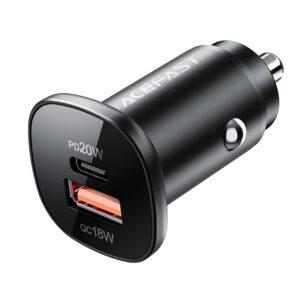 ACEFAST Mini 38W (USB-C+USB-A) dual-port metal car charger