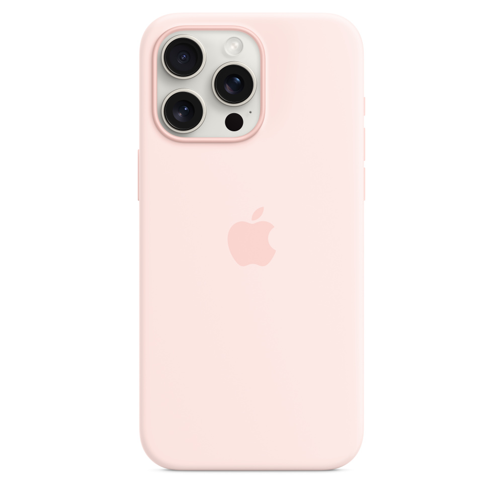 Light Pink Silicone Case with MagSafe for iPhone 15 Plus/Pro - الصورة 3