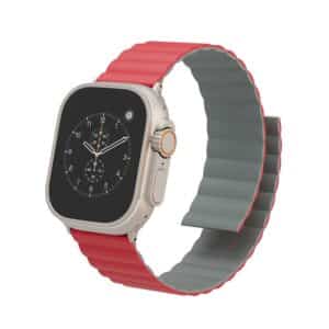 Levelo Cosmo Magnetic Silicone Watch Band 42/44/45/49mm — Red & Gray
