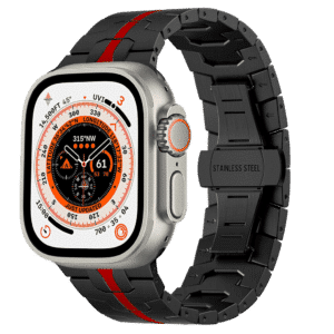 Levelo Eclipse Stainless Steel Watch Strap 42/44/45/49mm — Black & Red