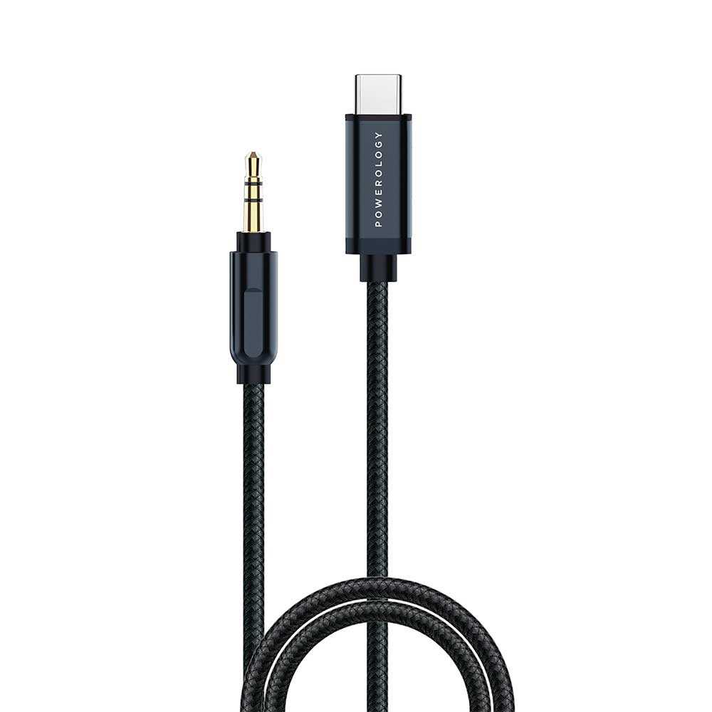 Powerology Aluminum Braided Audio Cable USB-C to 3.5mm AUX (1.2m/4ft)
