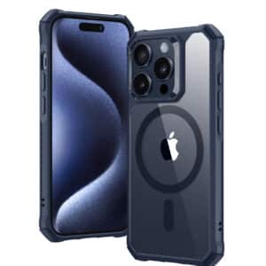 ESR Clear Dark Blue Air Armor Case (HaloLock) for iPhone 15 Pro/Pro Max
